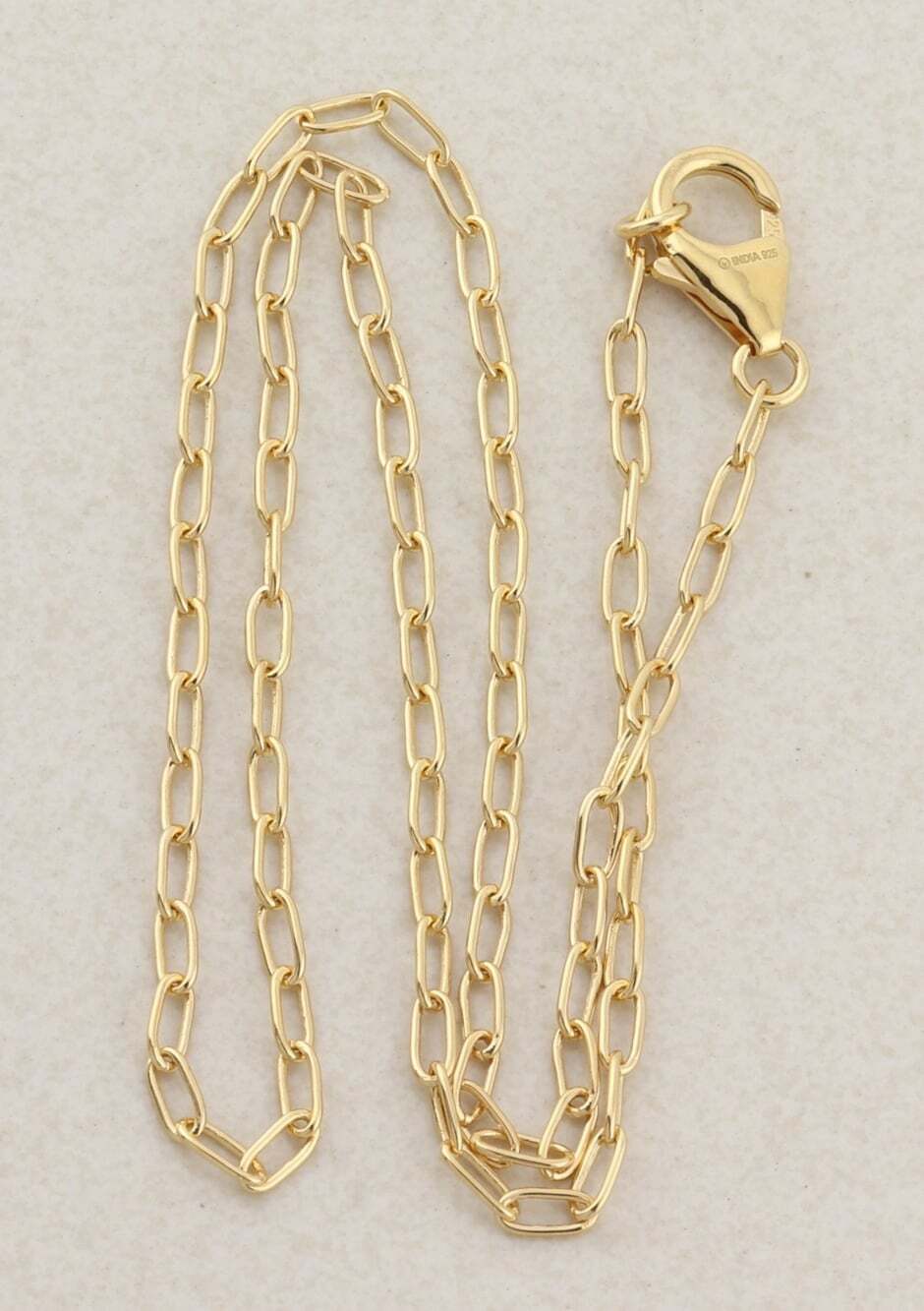 18k Yellow Gold Over Sterling Silver Paperclip Chain Necklace 18" inch